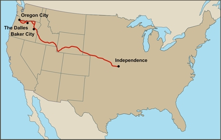 En bijna 50 informatieve tekeningen zoals deze over de Oregon Trail.